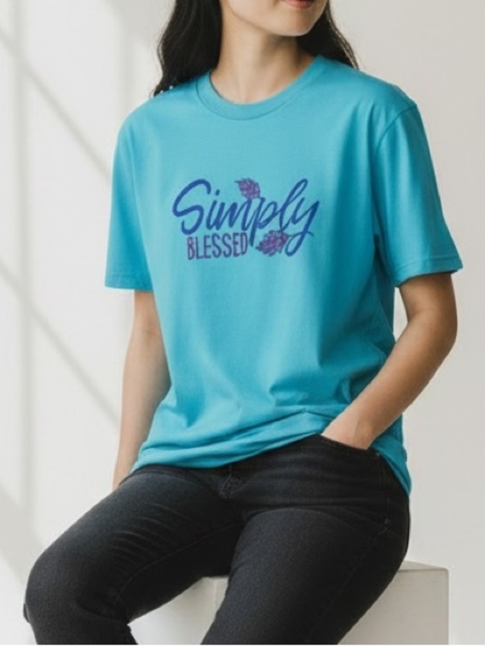 Simply Blessed Teal Tshirt Size Large